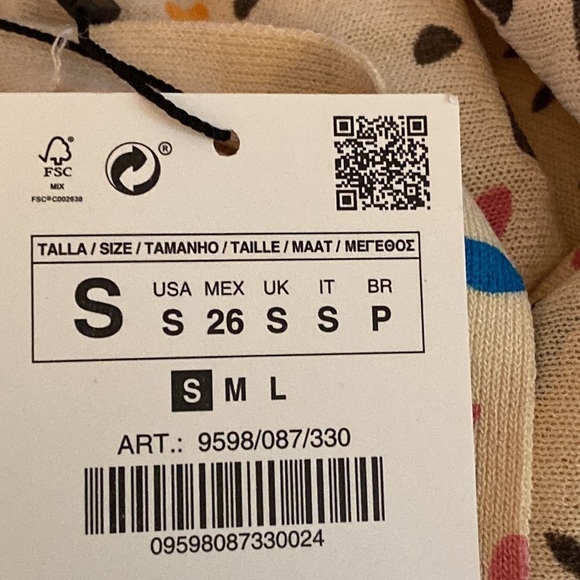 NWT. Zara Cream Printed Knit Midi Dress. Size S. - Picture 9 of 12